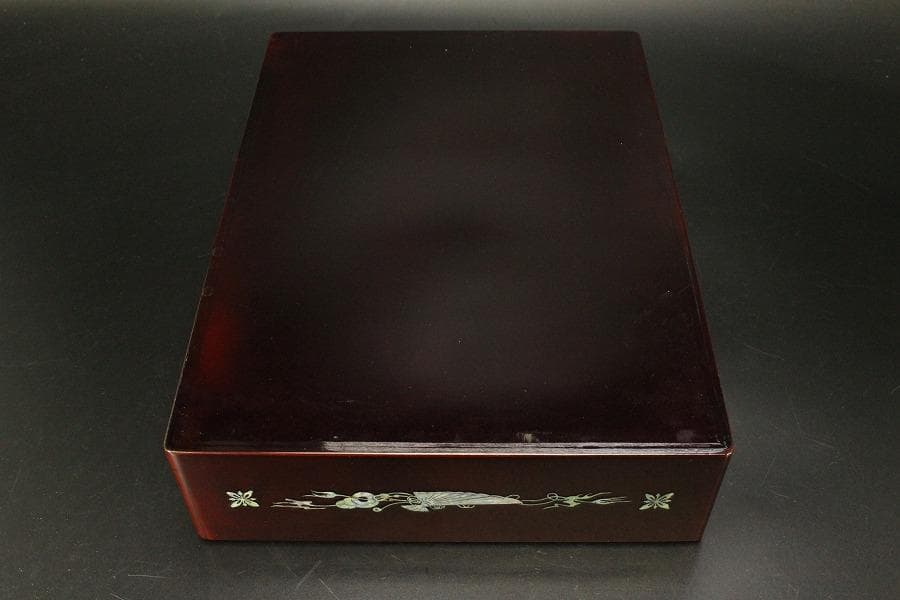 朝鮮 韓国 螺鈿 竹笹 蓋物(A848)