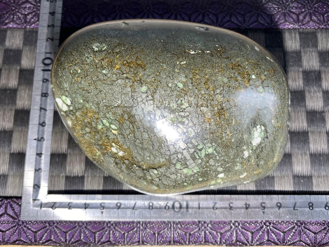 稀少 国産  石川県産 能登銀石 銀文石 銀花石 硫化瑪瑙 磨き石