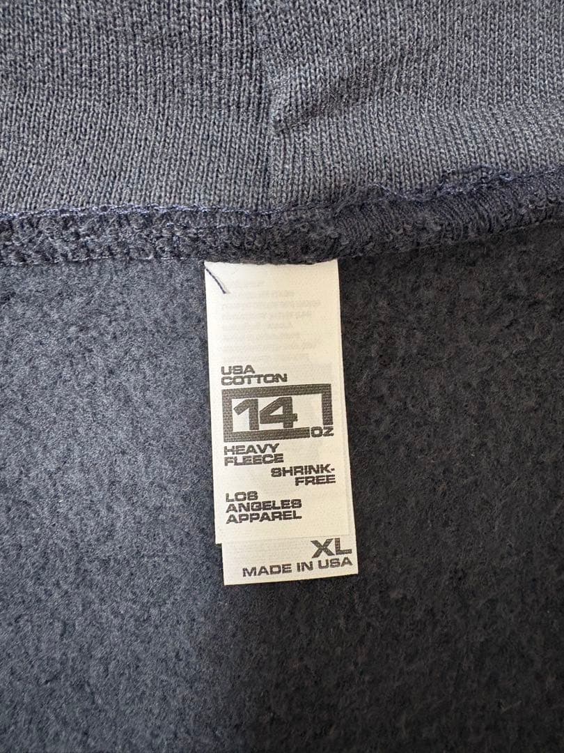 LOS ANGELES APPAREL ジップアップパーカー　ネイビー XL