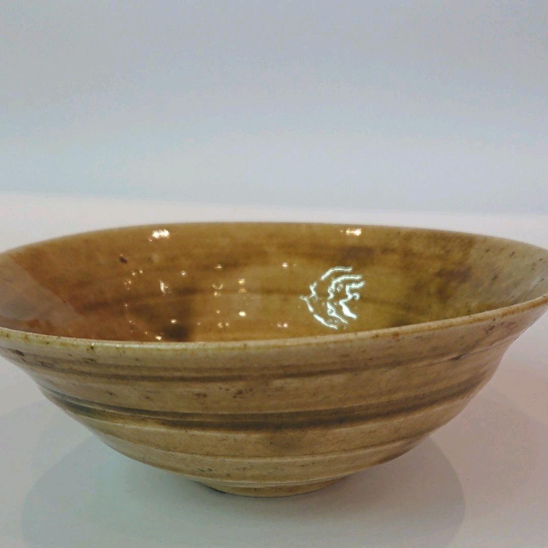 【茶道具】加藤作介作 黄瀬戸平茶碗