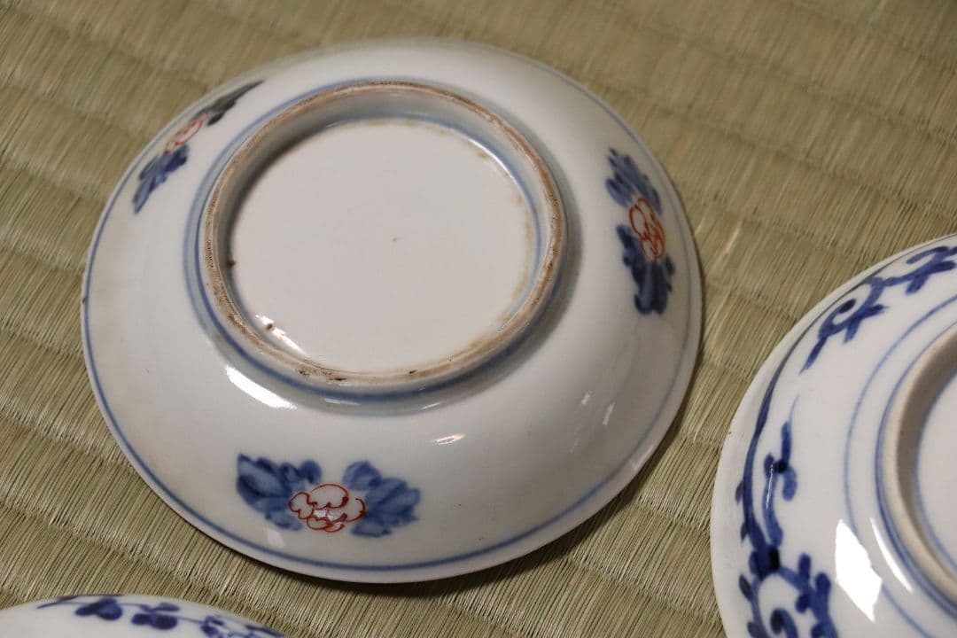陶芸 古い伊万里焼 色絵小皿 六枚まとめ売り 冨貴長春 大明嘉靖 MA422