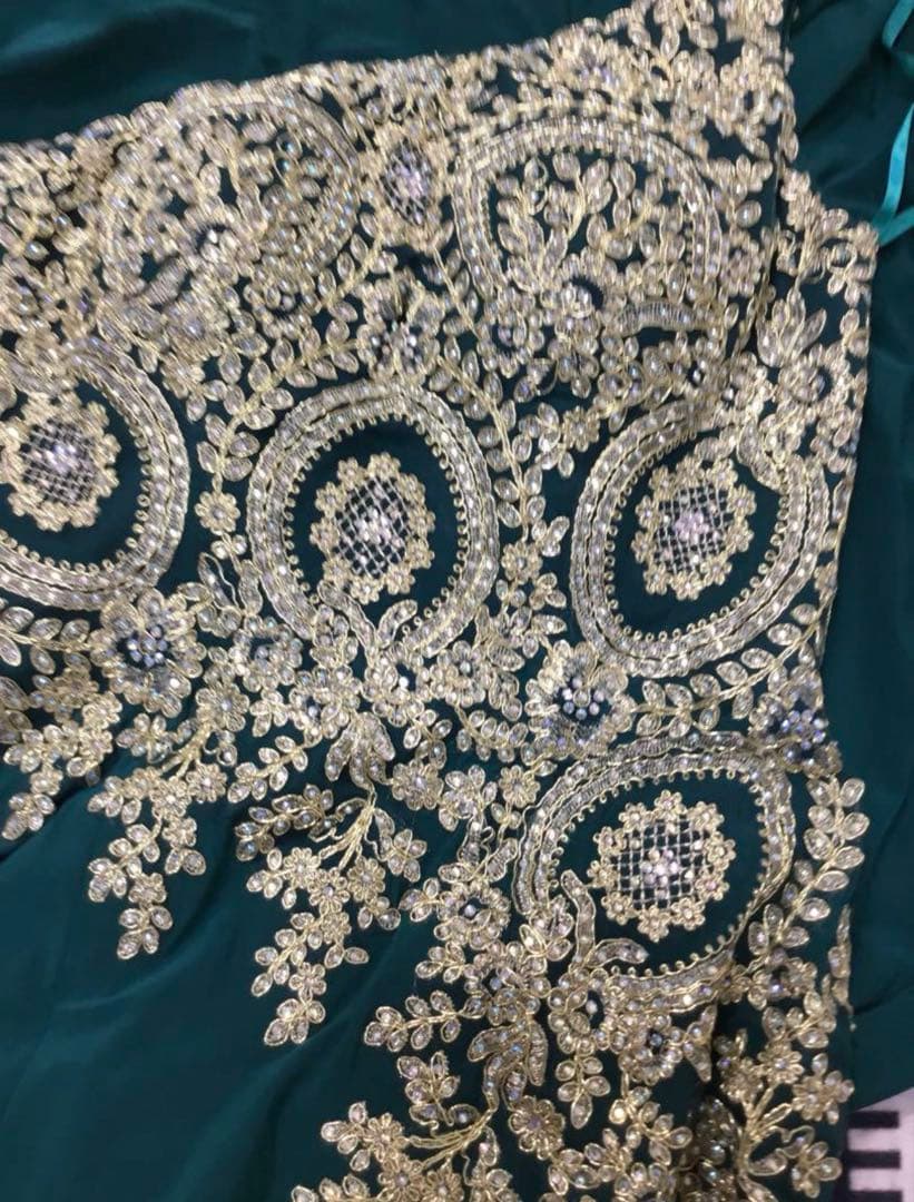 ダークグリーン ワンショルダー パーティードレス