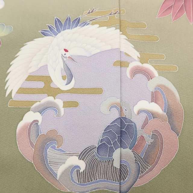 美品 友禅作家 田村哲彦落款 正絹 着物 トールサイズ 色留袖 D-59