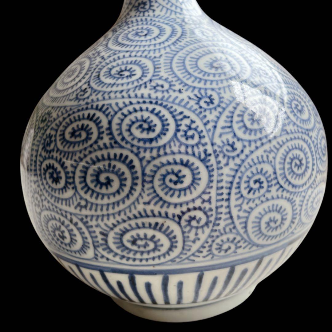 古伊万里 大徳利 花瓶 蛸唐草 染付け 骨董品 アンティーク 陶器 大きいサイズ