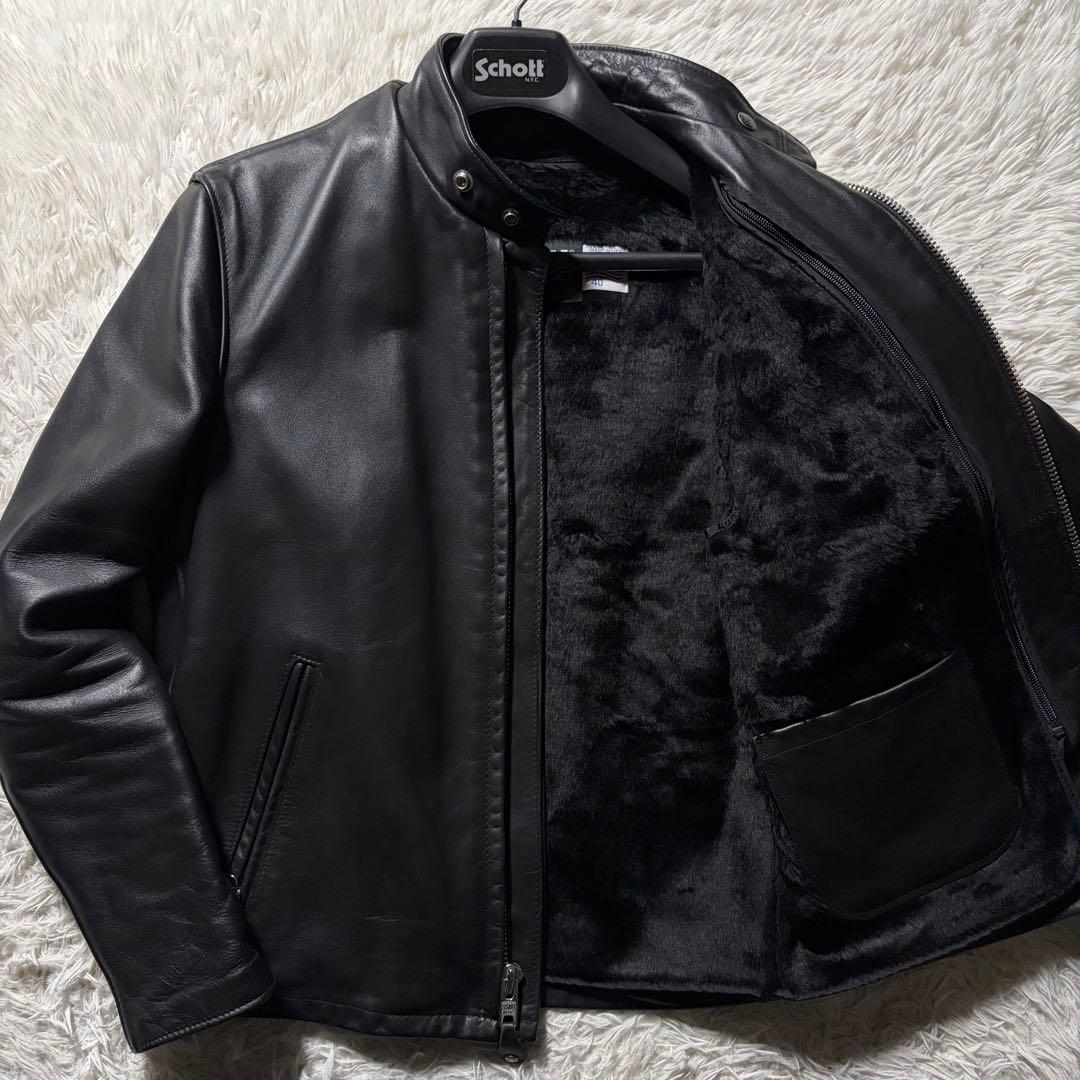【美品/新型】schott ライダースジャケット　641 本革　黒　米国製　40