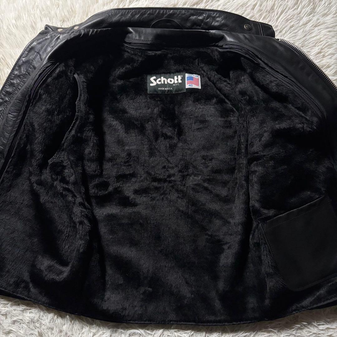【美品/新型】schott ライダースジャケット　641 本革　黒　米国製　40