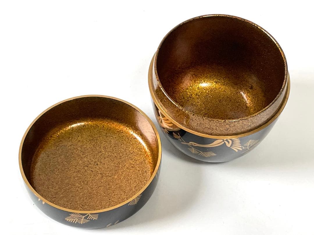 漆芸　漆塗　塗師　畑幸春　松食鶴　松喰鶴　蒔絵　棗　なつめ　共箱