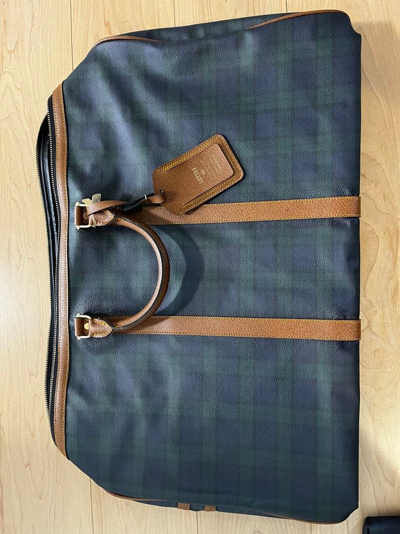 LETTER ボストンバッグ ネイビーとグリーンチェック