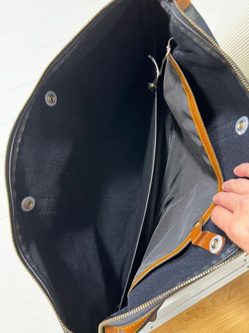 LETTER ボストンバッグ ネイビーとグリーンチェック