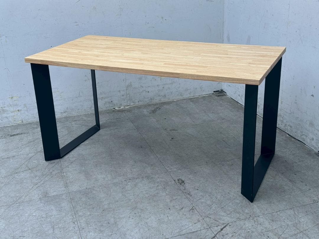 T1238☆展示品☆カナデモノ　テーブル　ラバーウッド　W1400　アイアン