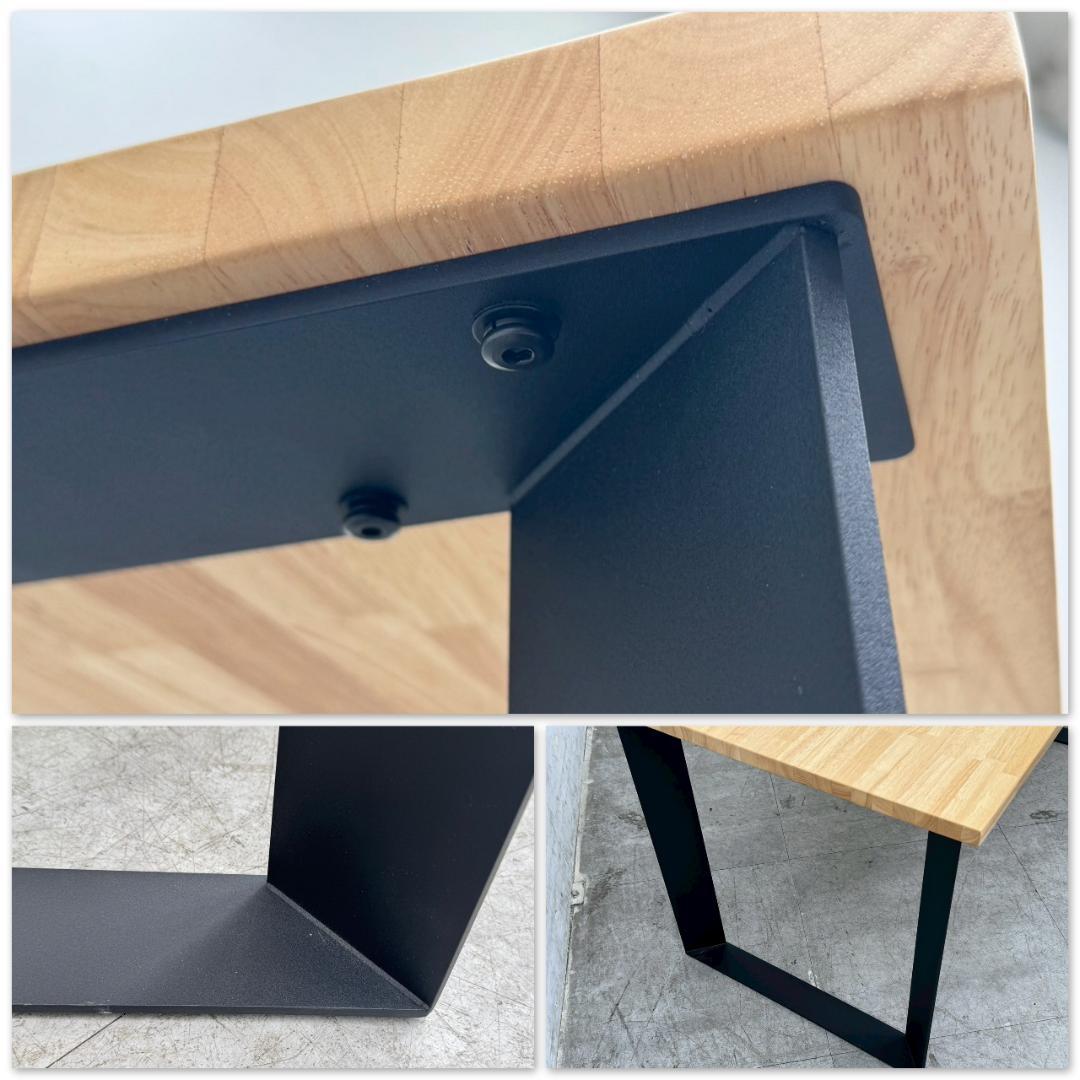 T1238☆展示品☆カナデモノ　テーブル　ラバーウッド　W1400　アイアン