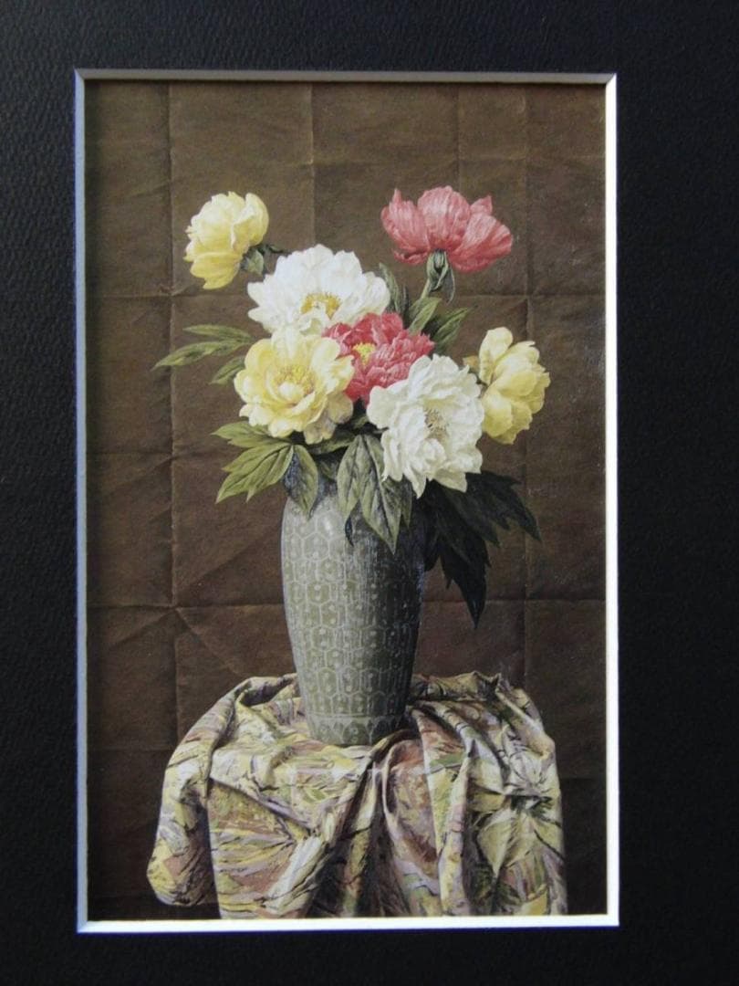 伊勢崎勝人、【牡丹】、希少な額装用画集より、新品額装付、状態良好