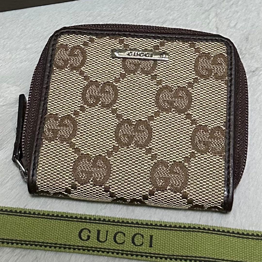GUCCI ケース　キャンバス　ラウンドファスナー　GG メタルロゴ