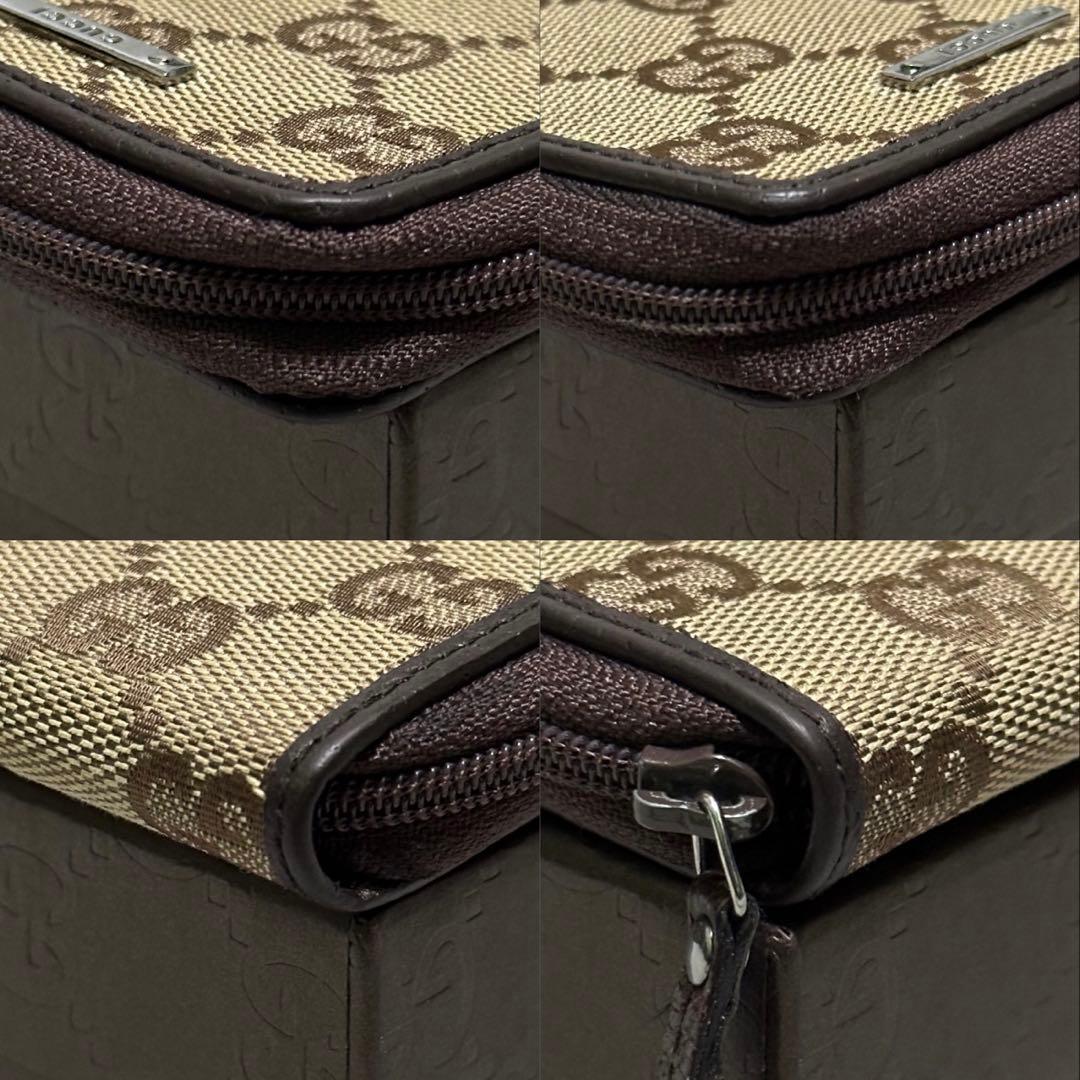 GUCCI ケース　キャンバス　ラウンドファスナー　GG メタルロゴ