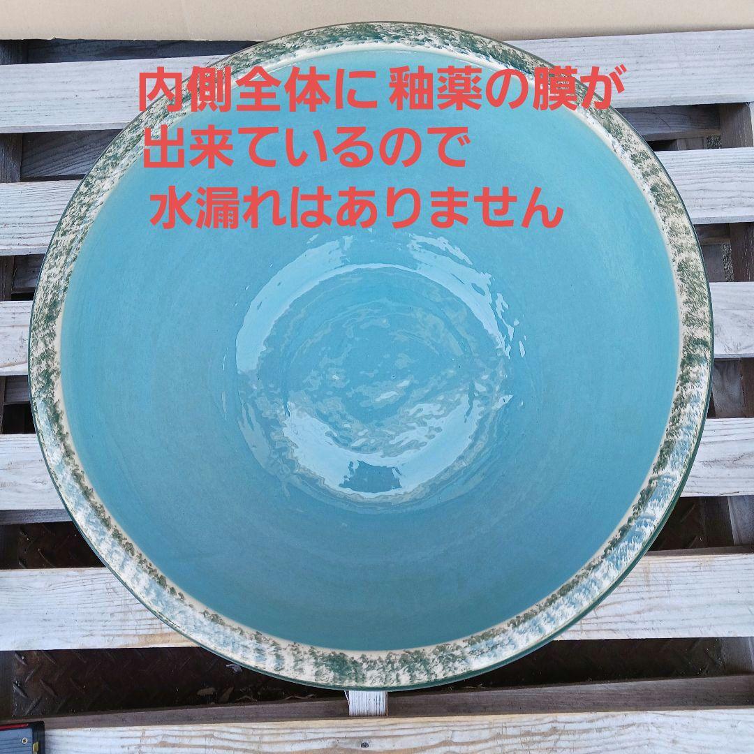 新品　特大　∅50　 陶器　睡蓮鉢　メダカ鉢　手書き絵　花柄　手造り　高級品LB