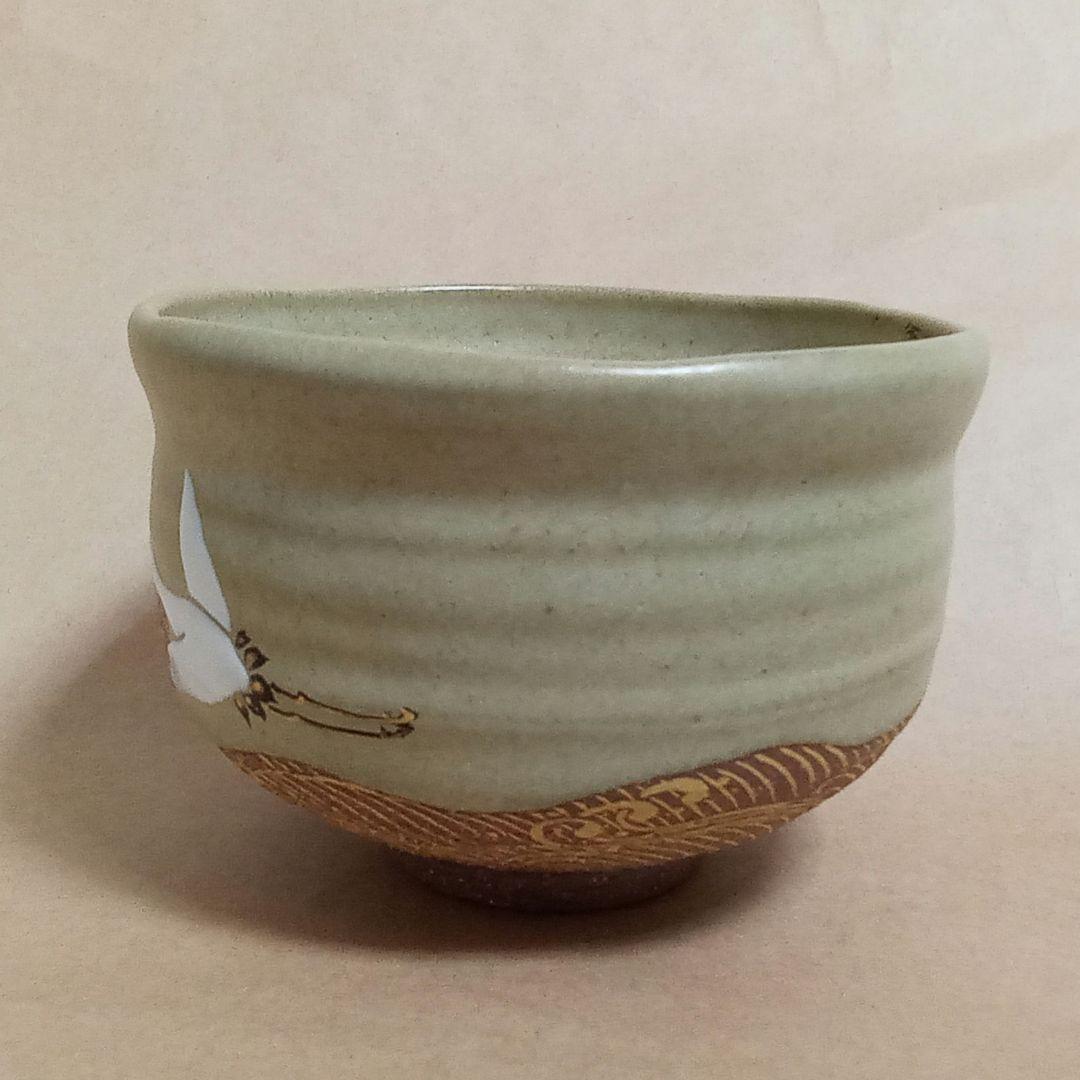 抹茶茶碗　光琳水　群鶴絵