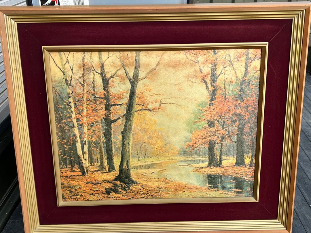 秋景色　ロバートウッド作　複製画 ビンテージ