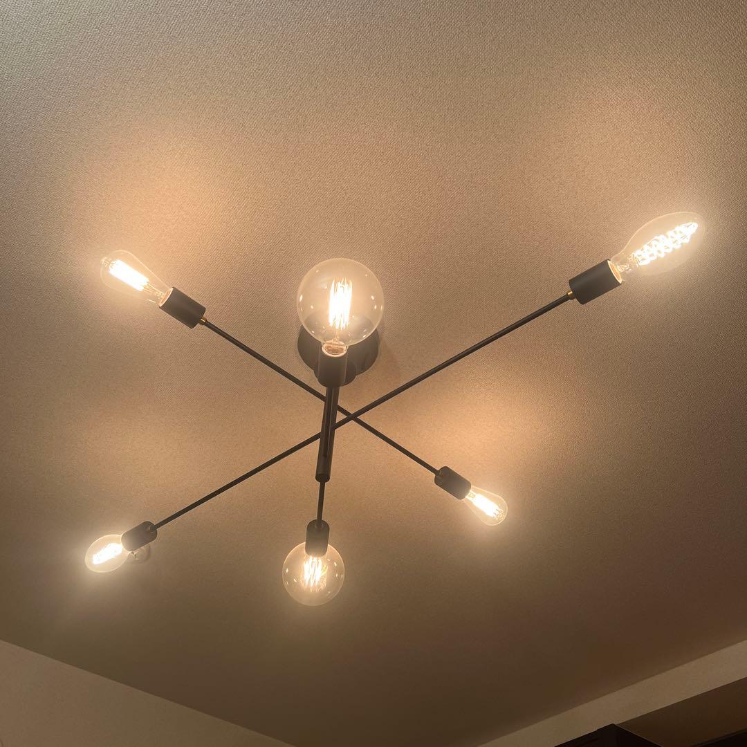 クロス型 6灯シーリングライト ブラック