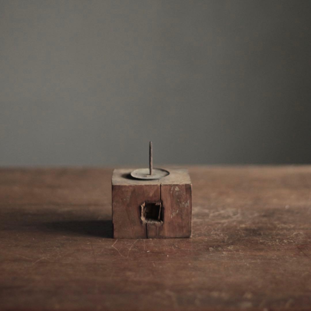 木片の 燭台 古道具 アンティーク オブジェ
