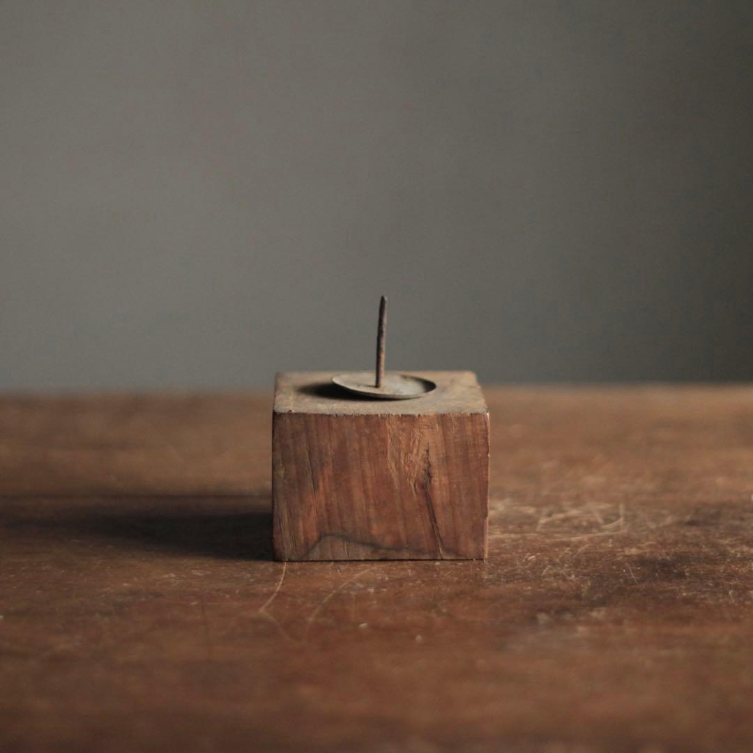 木片の 燭台 古道具 アンティーク オブジェ