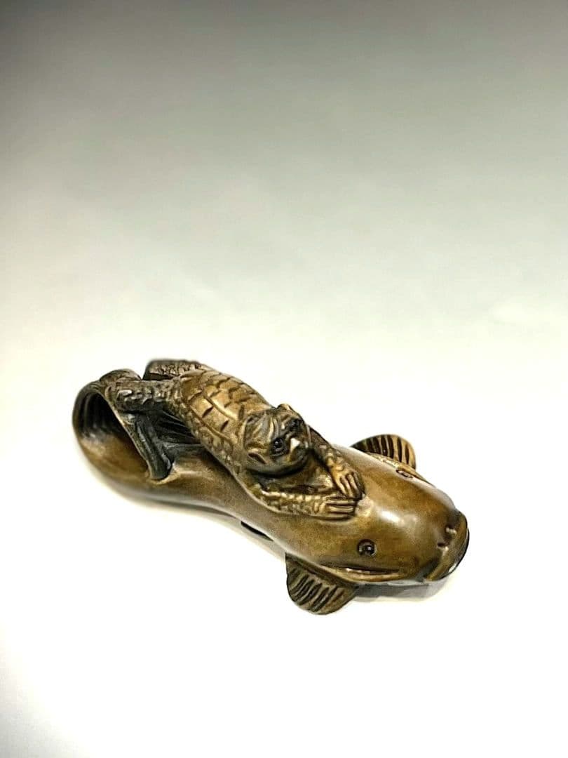 アンティーク根付 河童と鯰