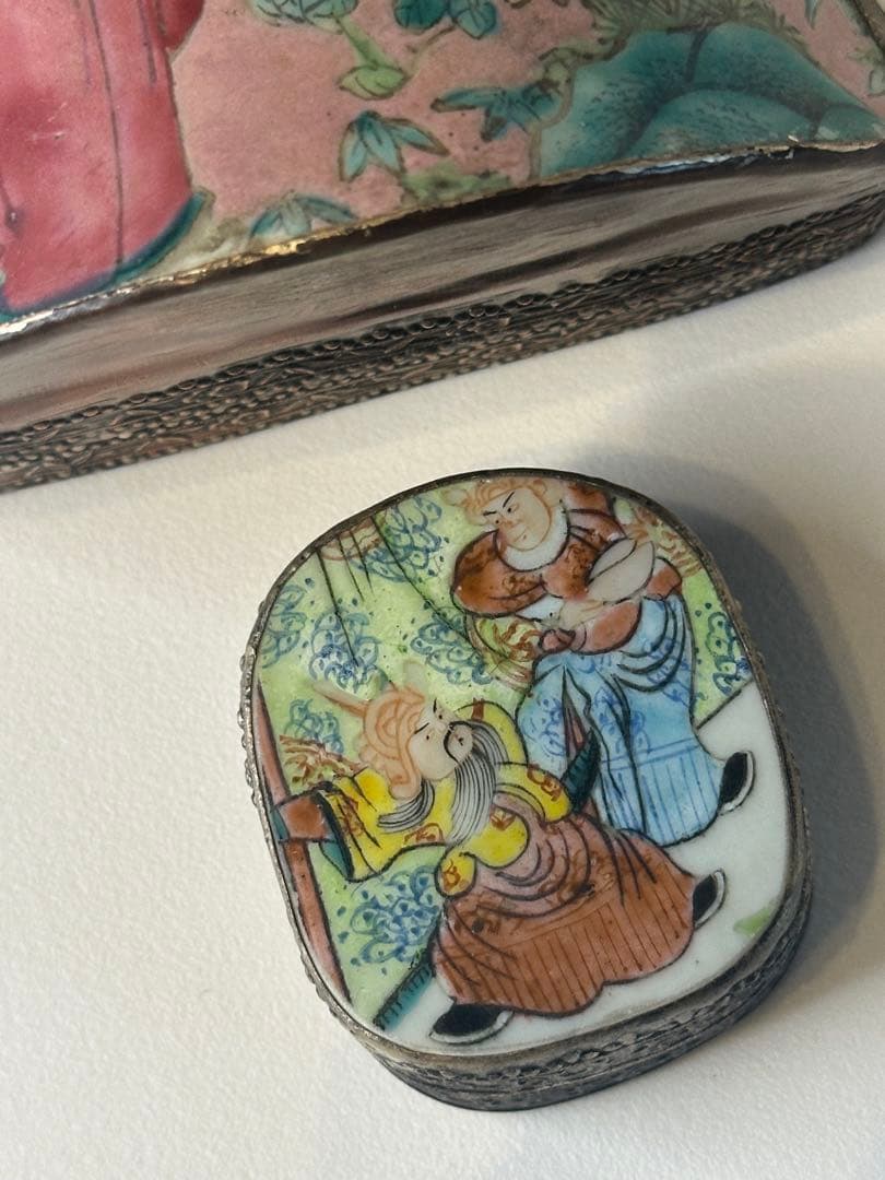 清時代 人物香合 中国骨董 古董 香合 2点セット