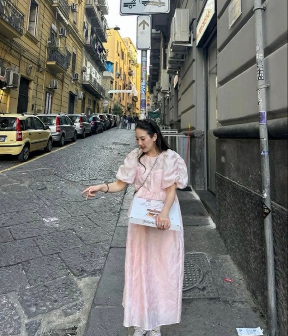 ANDRESD パフスリーブジャカードドレス Mサイズ