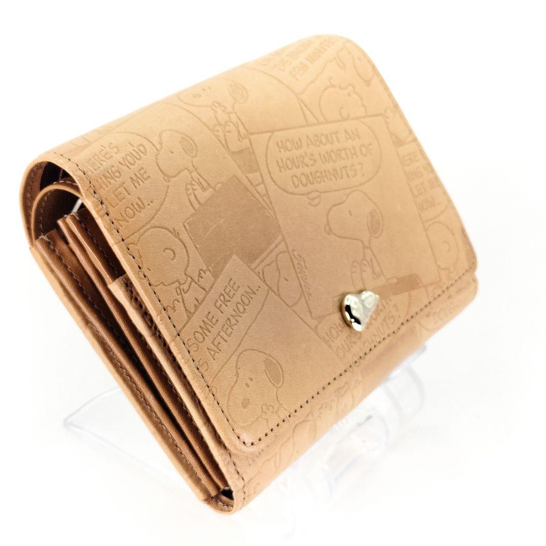 未使用 スヌーピー 本革 二つ折り財布 ヌメ革 レザー ウォレット