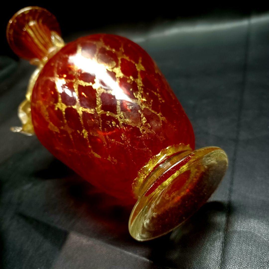MURANO 34㎝ ムラノ 金彩 レッド ドルフィン モチーフ デカンタ