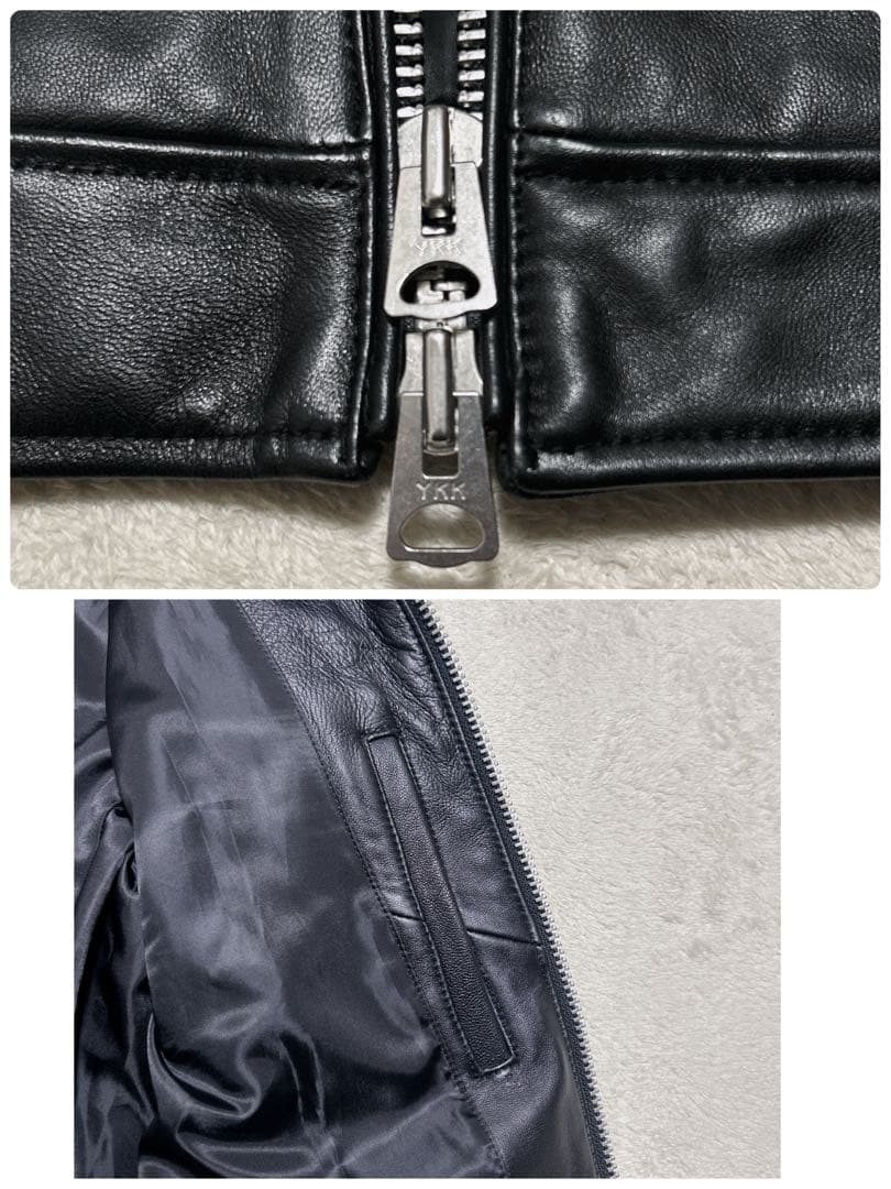 美品 BACK NUMBER 本革 シングルライダース M 黒 ラムレザー