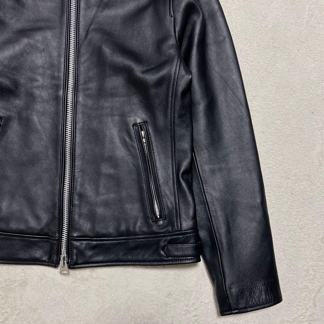 美品 BACK NUMBER 本革 シングルライダース M 黒 ラムレザー