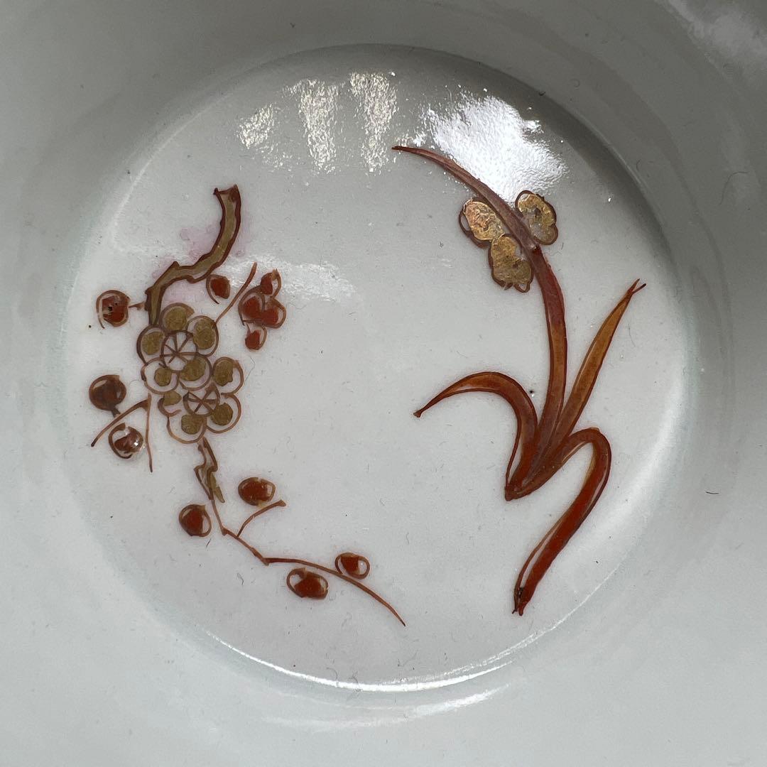 古伊万里　瑠璃金彩　向付5客　直径11.5㎝木箱付タルチ　東な8-0121☆2F