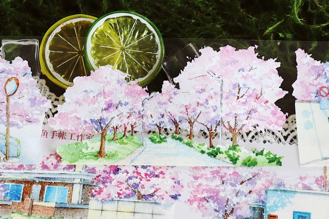 【8667】海外　マステ　5m巻売り　PETマスキングテープ　桜