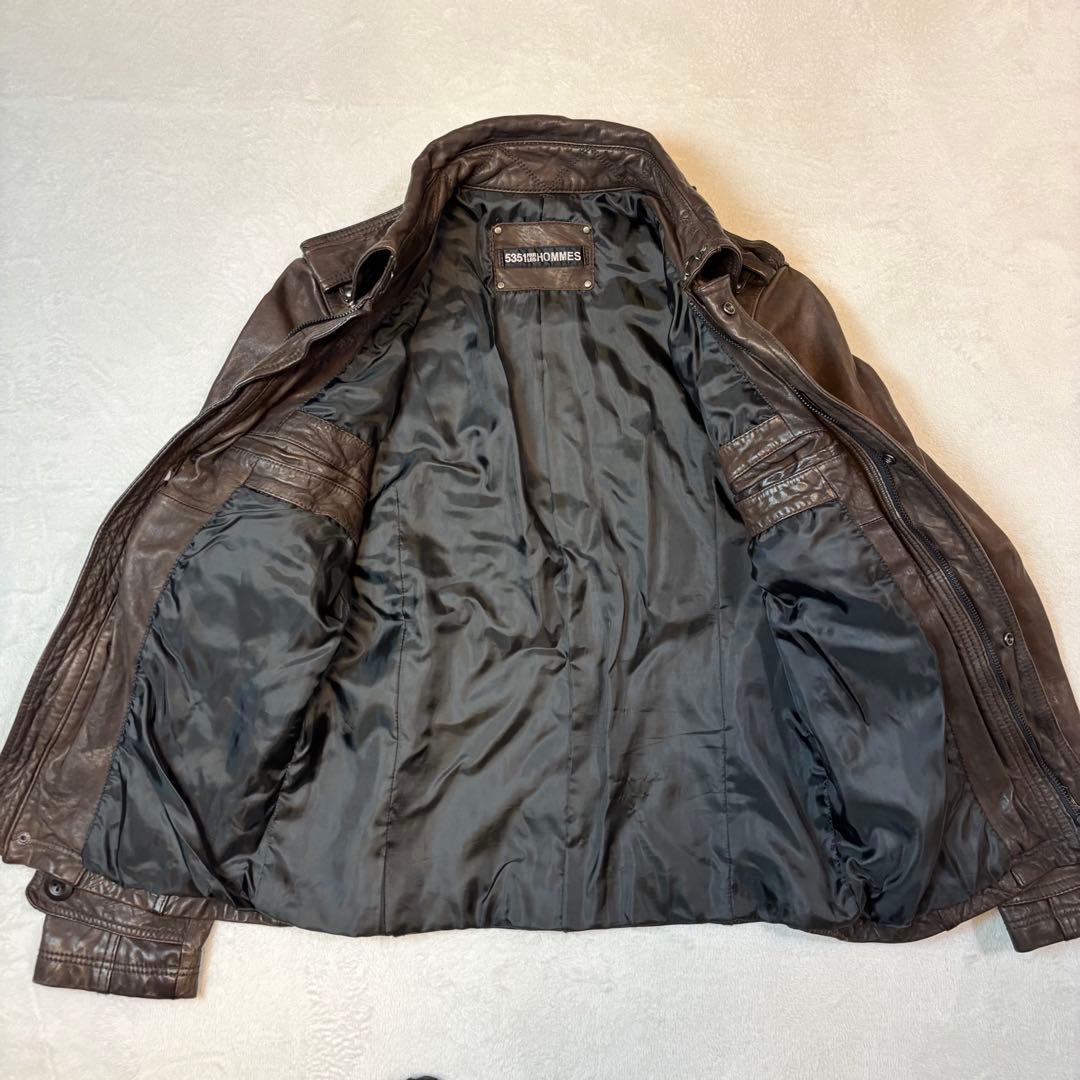 【高級馬革】5351プールオム　シングルライダース レザージャケット ブラウン