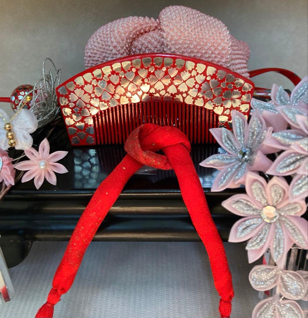 専用　七五三　舞妓簪　銀花藤下がりの簪　金属簪 櫛簪　玉簪　Uピン簪　水引簪