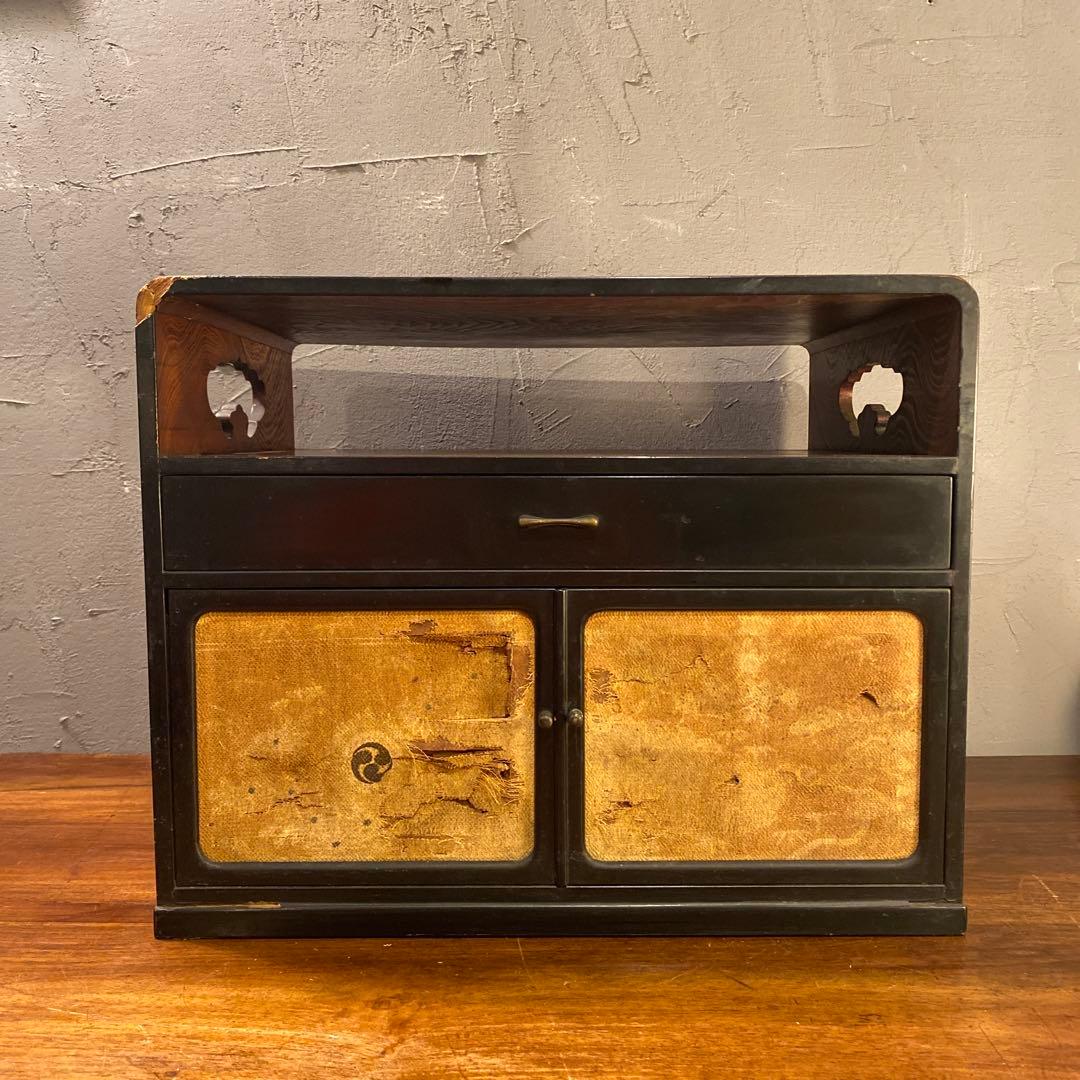 時代物 飾り棚 三つ巴 家紋 骨董品 和家具 古民家 古道具 収納