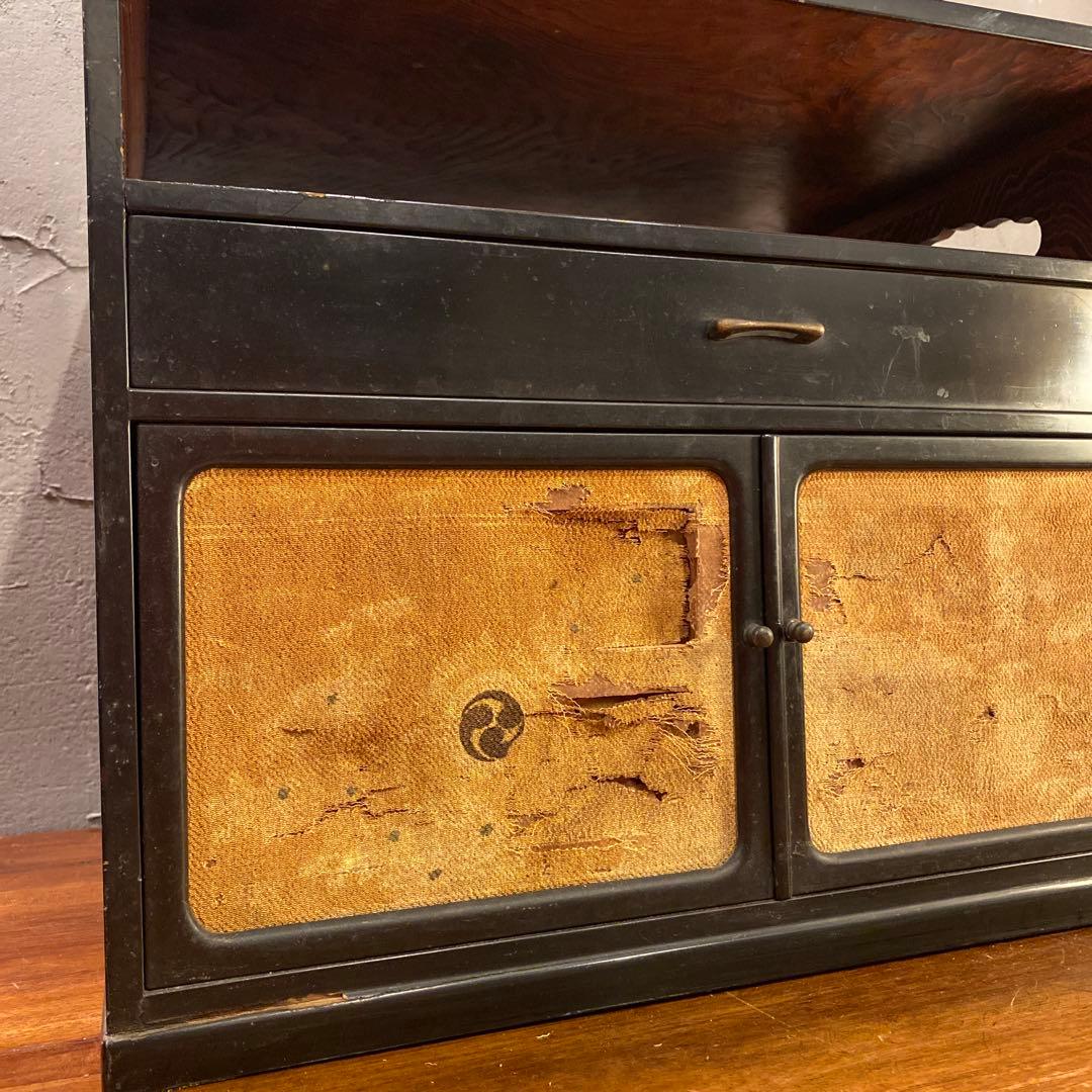 時代物 飾り棚 三つ巴 家紋 骨董品 和家具 古民家 古道具 収納