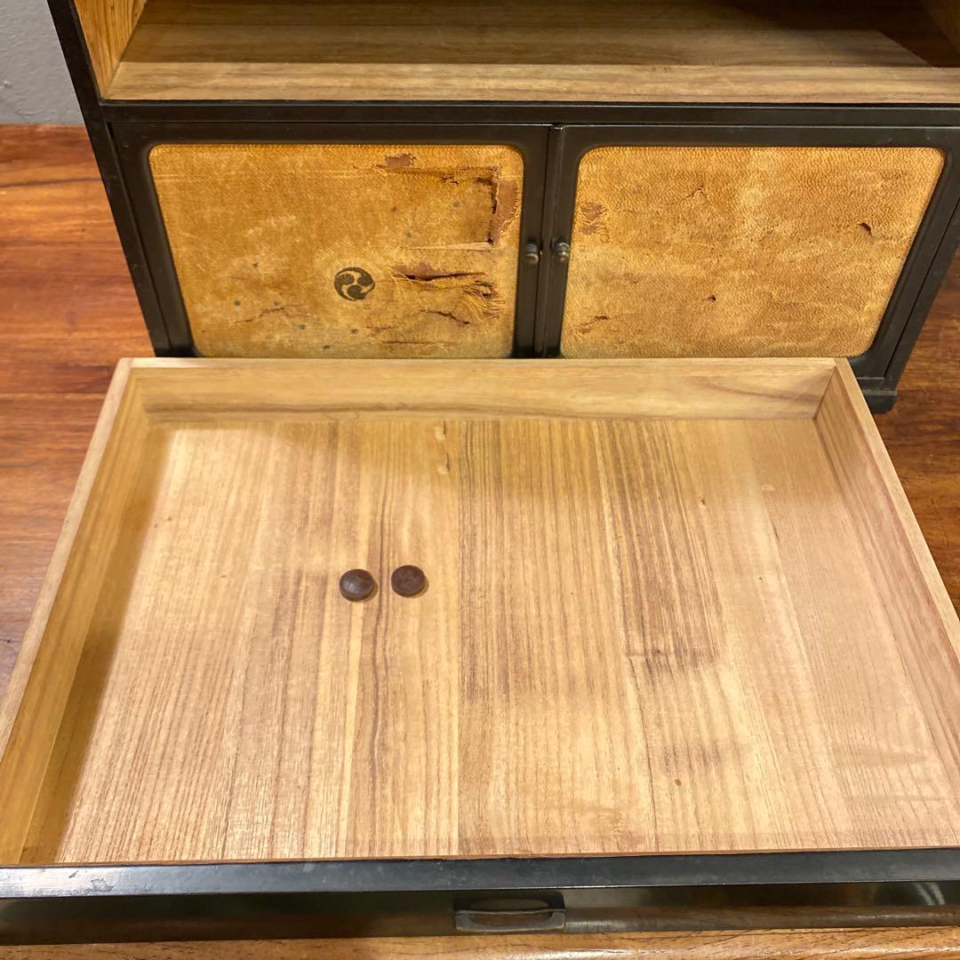 時代物 飾り棚 三つ巴 家紋 骨董品 和家具 古民家 古道具 収納