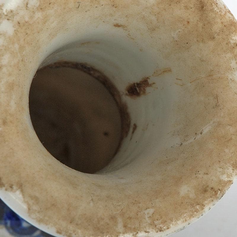 高橋道八 (華中亭道八) 作　染付　山水人物文　双耳瓶　花瓶　C　9387