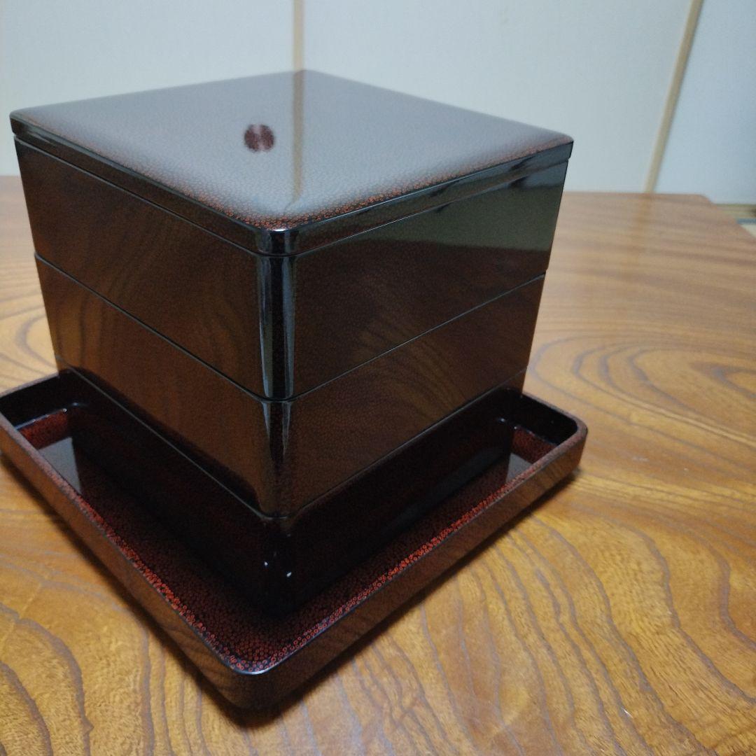 七々子塗　津軽塗　6、5寸重箱 3段　台付き