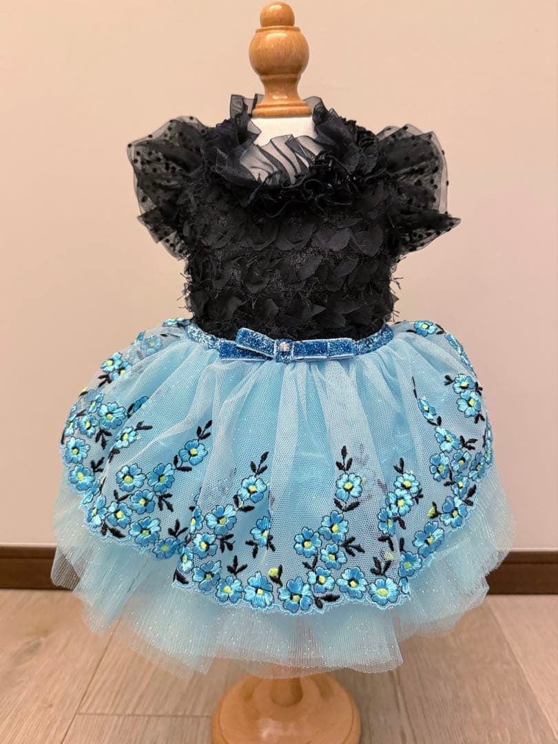 リュクスバーディLuxe birdieシルエットワンピバレッタセットブルー犬服