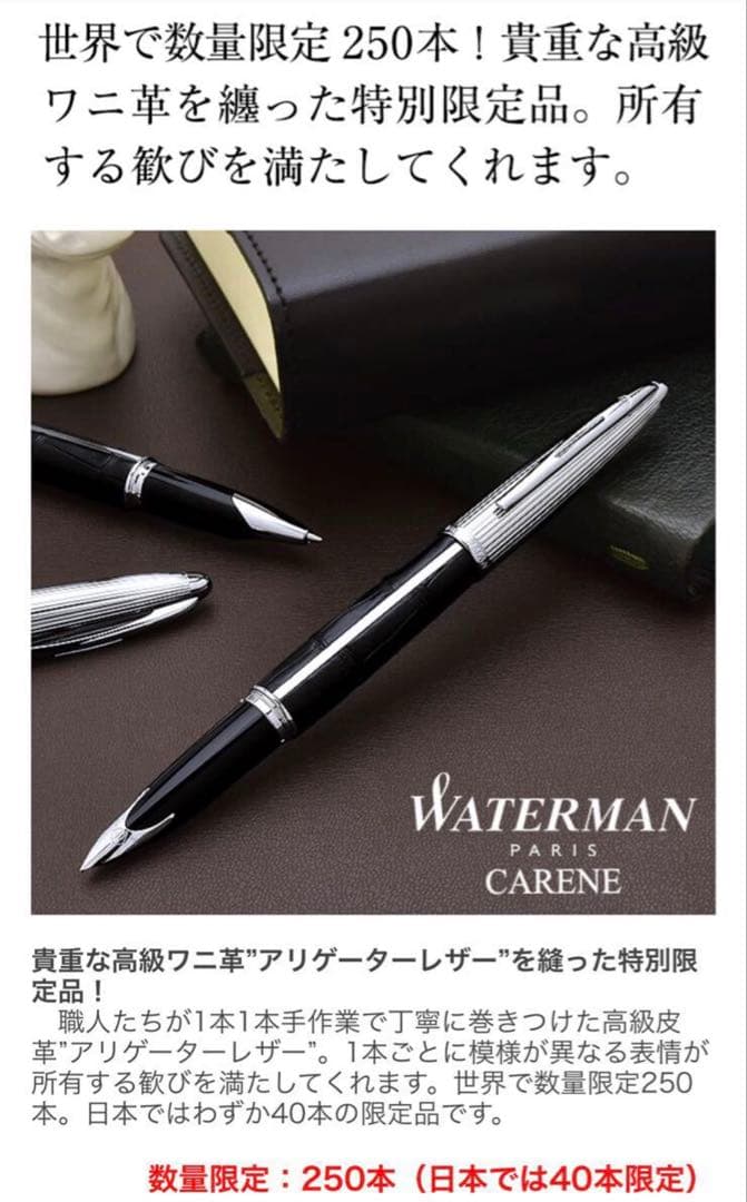 美品　万年筆 ウォーターマン カレン アリゲーターST 21 66963 18K