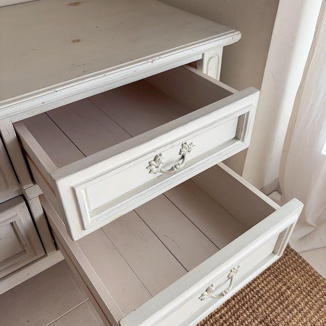 rira♡　直接配送 アンティーク　白家具　テレビ台　フレンチシャビー