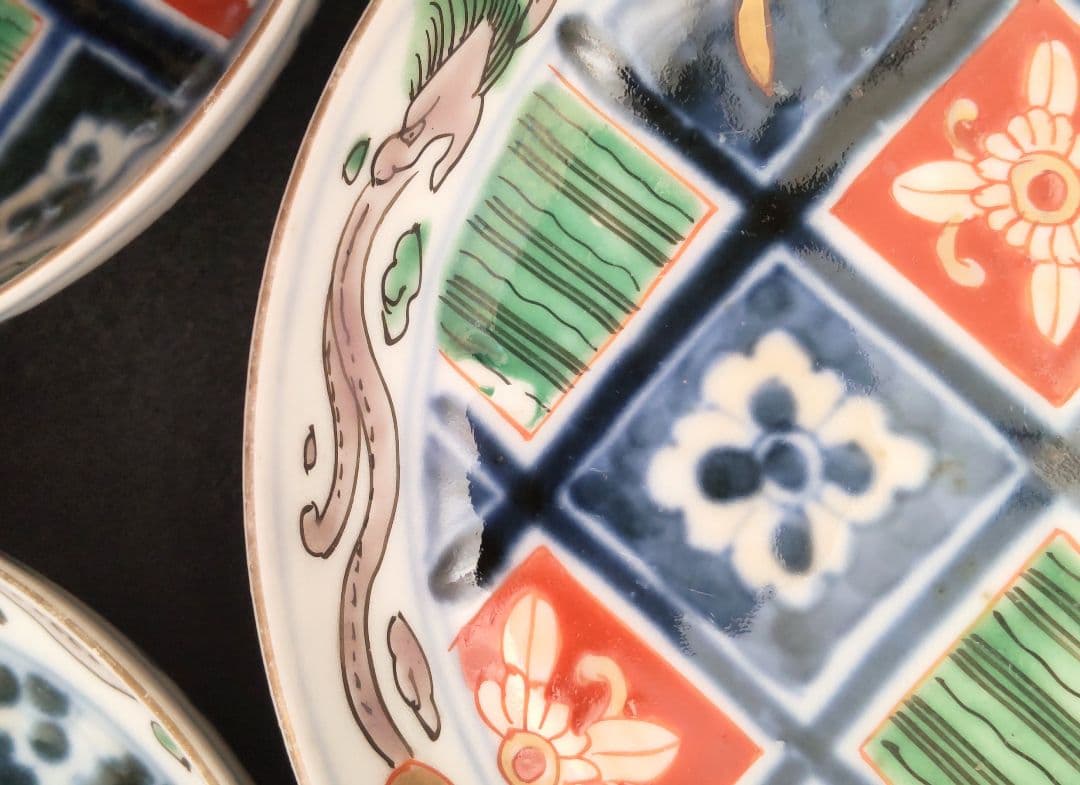 古伊万里　色絵　上手　小皿　５客