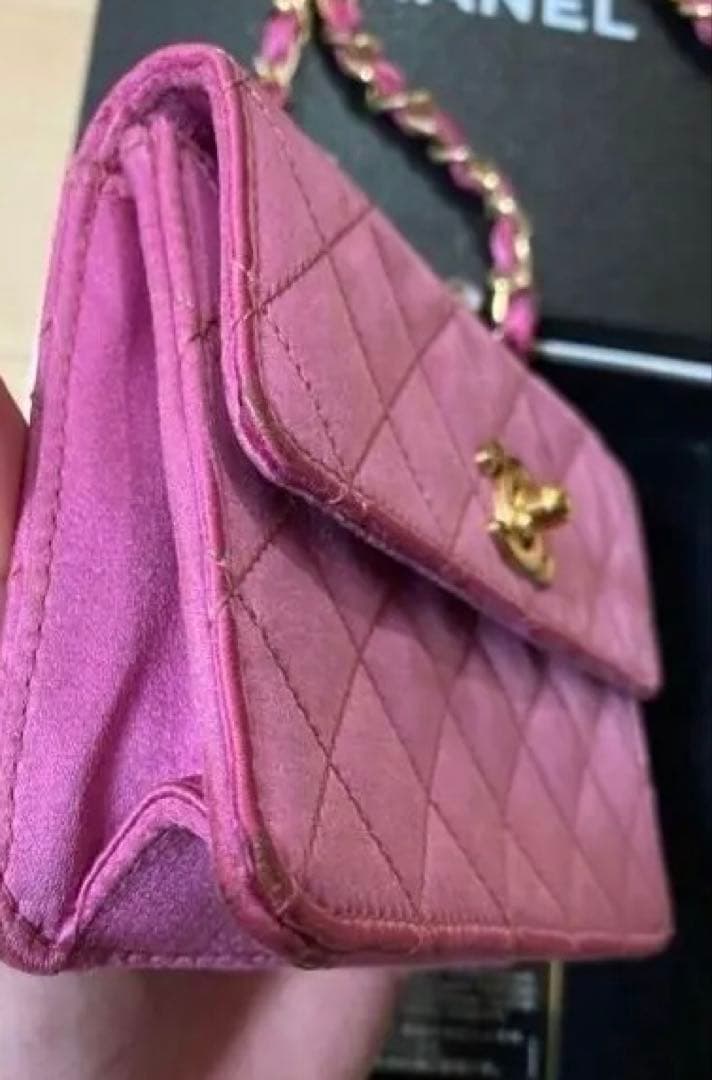 超レア★シャネル サテンピンクミニマトラッセ ショルダー バッグ
