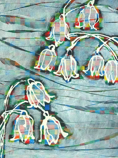 油絵 菅家令子 絵 絵画インテリア 額付(銀) F4-090116 花 すずらん