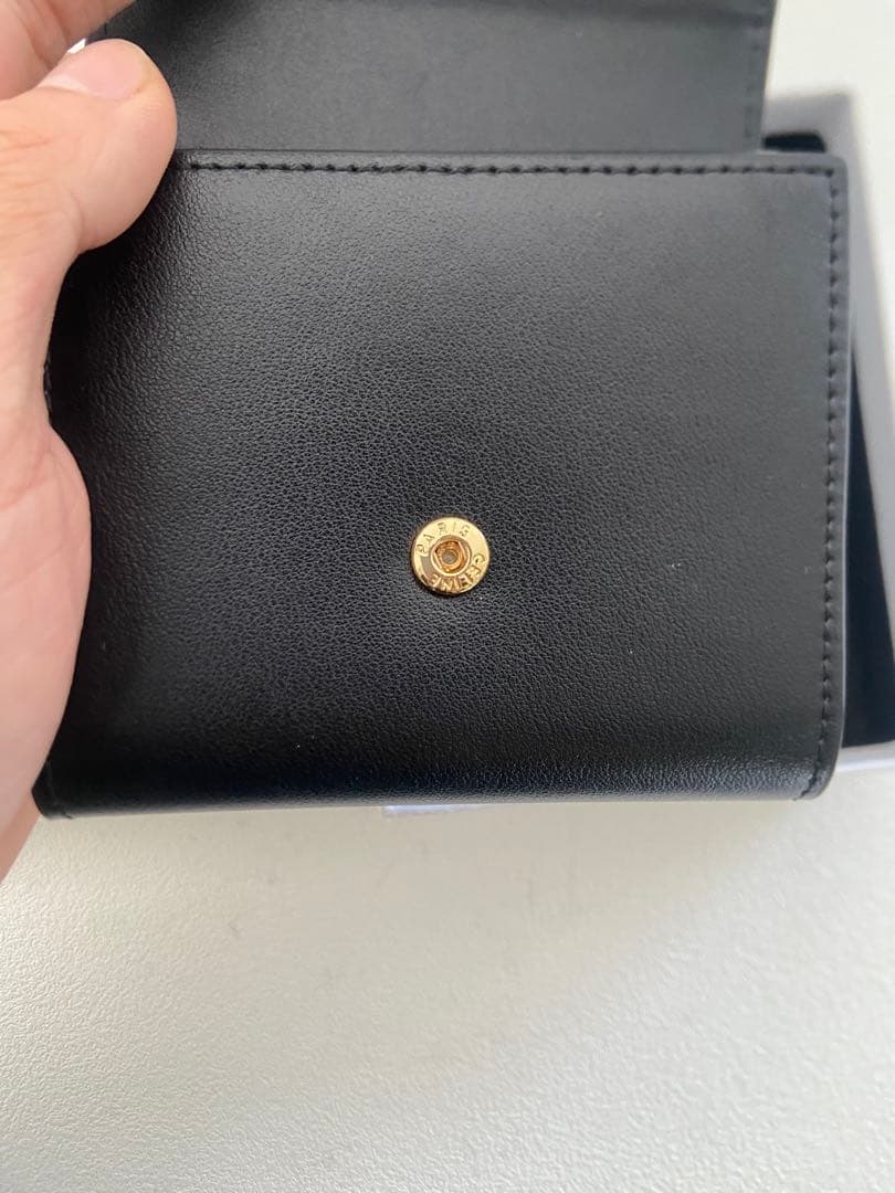 美品✨送料込みCELINE ブラックキャンバス　三つ折り財布　セリーヌ　ロゴ付き