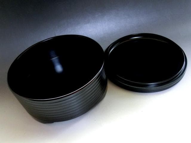 菓子器■浪花屋漆器店 堅牢漆器専買 喰籠 漆器 黒塗り 蓋物 桐箱 時代物■