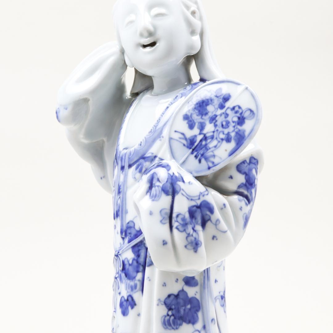 平戸焼 染付 女官像 30cm 三川内焼