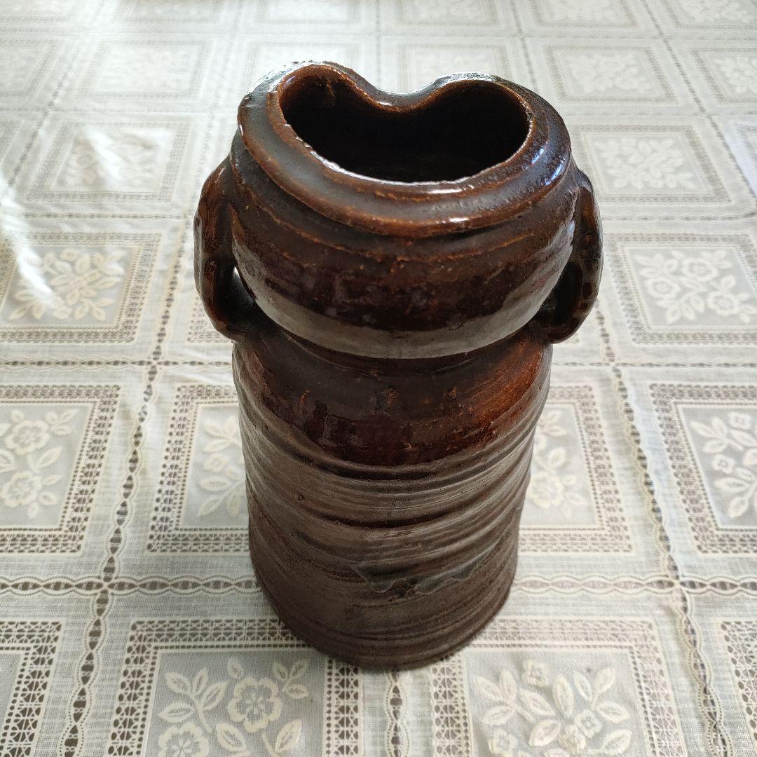 9代大樋長左衛門（陶土斎） 造『飴釉両耳花入』共箱付